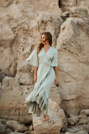 Wrap Dress-Lylou-Alma Dress - Sea Foam