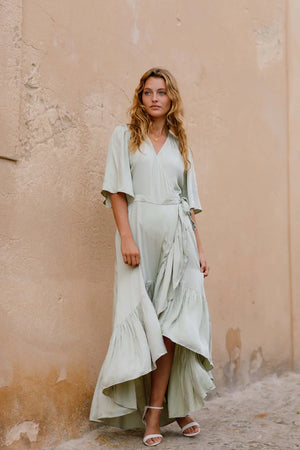 Wrap Dress-Lylou-Alma Dress - Sea Foam