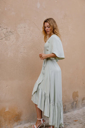 Wrap Dress-Lylou-Alma Dress - Sea Foam