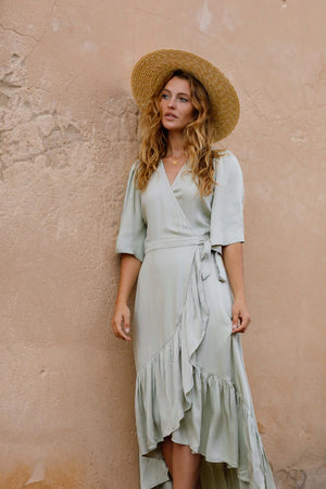 Wrap Dress-Lylou-Alma Dress - Sea Foam