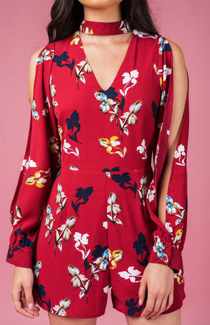 Floral Print Split Sleeve Jumpsuit