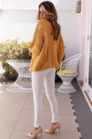 Ladies Cable Knit-Sundays the label-Que Knit Mustard