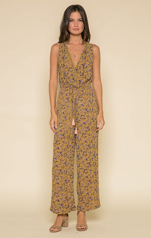 Mustard Floral Jumpsuit-Raga-Sophia Jumpsuit