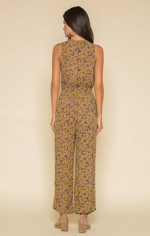 Mustard Floral Jumpsuit-Raga-Sophia Jumpsuit