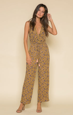 Mustard Floral Jumpsuit-Raga-Sophia Jumpsuit