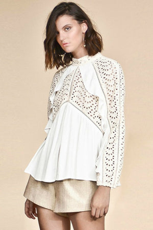 Ladies Ivory Long Sleeve Top - PS The Label - Sidelines Long Sleeve To...