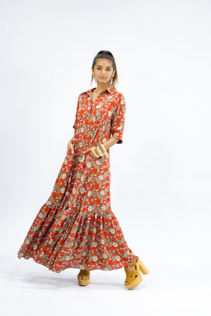 Maxi Dress with Sleeves-Caro-Skye Maxi Flora