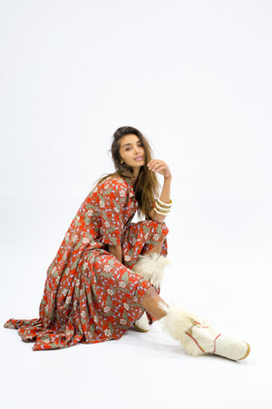 Maxi DressMaxi Dress with Sleeves-Caro-Skye Maxi Flora with Sleeves-Caro-Skye Maxi Flora