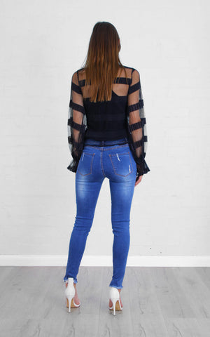Rose Bullet Zephyrine Long Sleeve Mesh Top