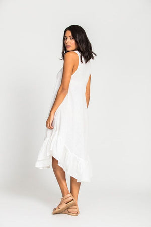 Nahla Linen Ruffle Hem Dress