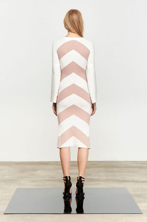 Theo Knit Dress Latte Stripe