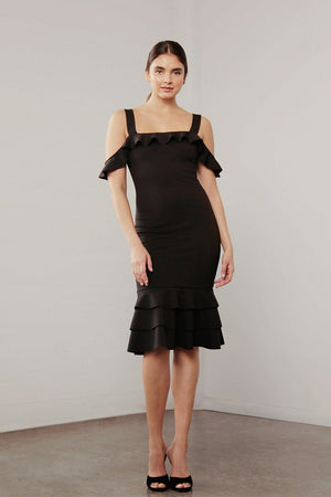 Black Ruffle hem Dress-Shilla-Utopia Dress