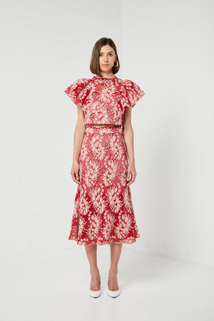 Red lace skirt and Top-Elliatt-Valentina Set