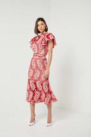 Red lace skirt and Top-Elliatt-Valentina Set