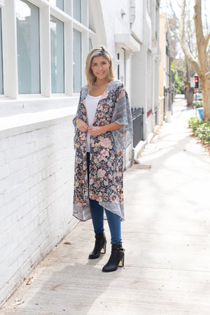 Dark Floral Kimono-Boho-Zara Kimono
