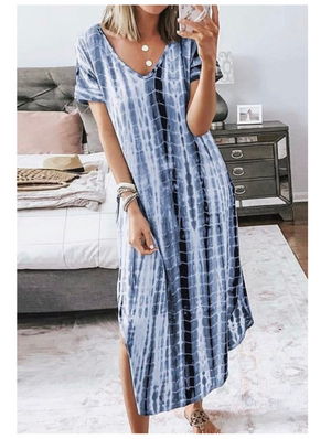 Blue Tie-Dye Dress-Love Lilly-Blue Skies Tee Dress