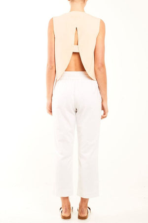 Ladies white linen pant-Nude Lucy-Demi Linen Pant