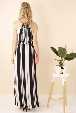 Victoria Striped Split Maxi Dress