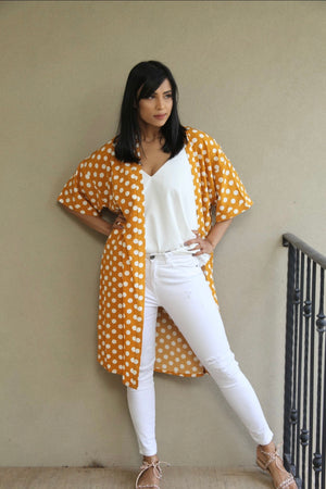 Mustard Polka Dot Kimono