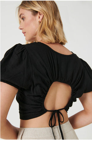 Cropped Black Top-MVN-Kitt Open Back Top