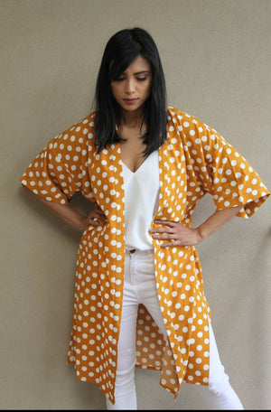 Mustard Polka Dot Kimono
