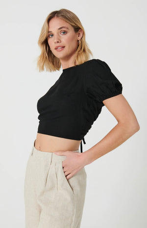Cropped Black Top-MVN-Kitt Open Back Top