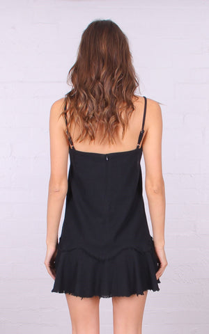 Girls Linen Ruffle Mini Dress