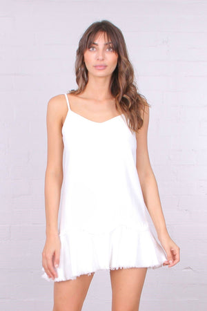 Linen Ruffle Mini Dress
