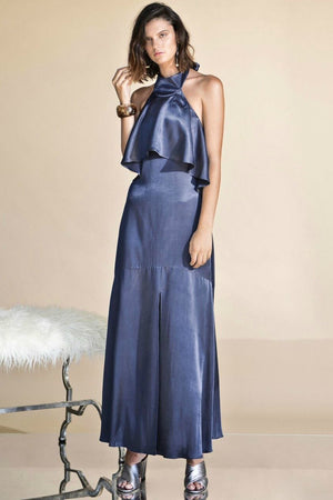 Ladies Silky Navy Dress-PS the Label-Magnetised Maxi Dress
