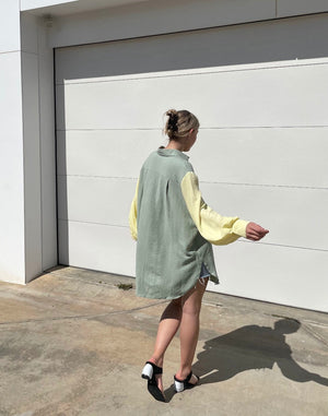 Ladies Oversize Shirt-2 Tone-Lyka Oversized Shirt-Sage