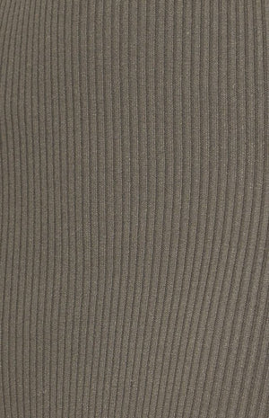 Cut out knit Dress with side split - Khaki