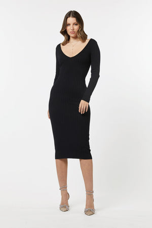 IDS-Black Knit-Selma Midi Dress