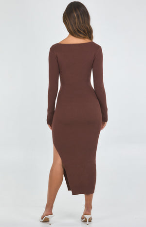 Cross Front Dress Chocolate