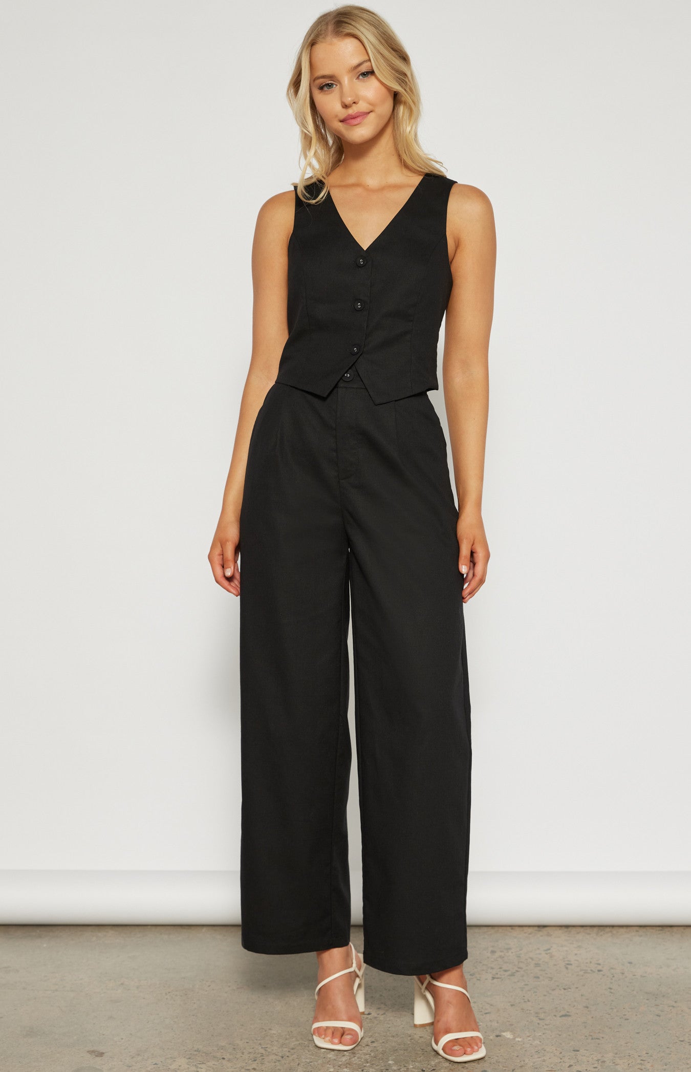 Linen Blend Wide Leg pant-Style state