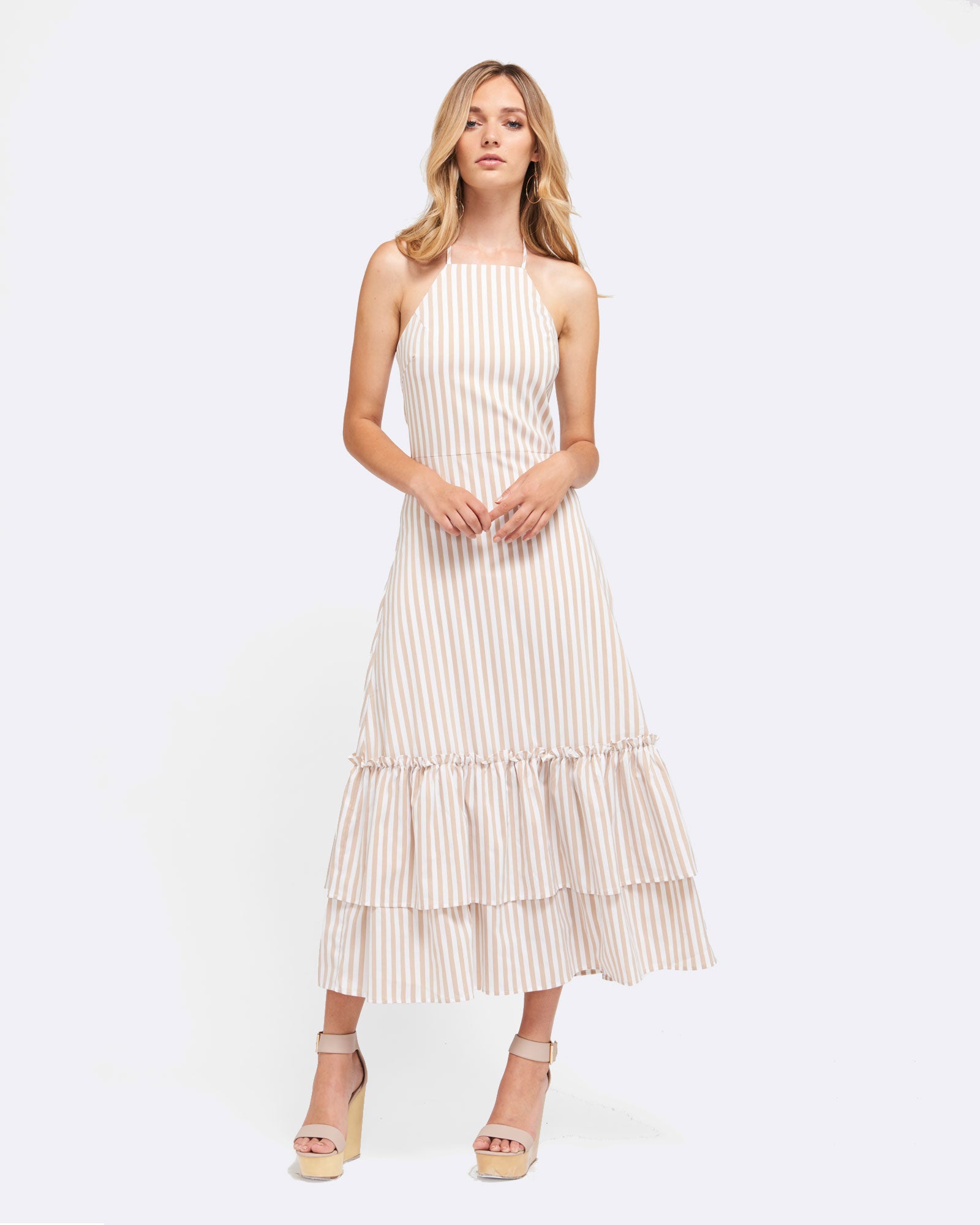 Halter Maxi Dress-MVN the label-Stripped 