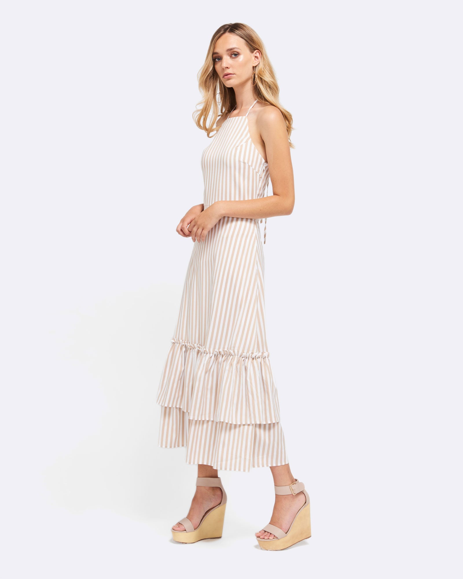 Halter Maxi Dress-MVN the label-Stripped 