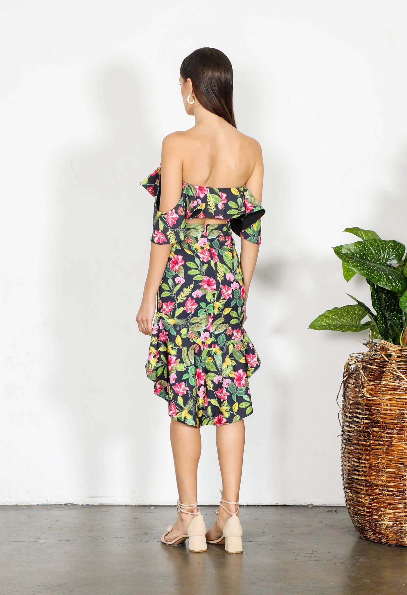 Floral Bodycon Dress-Shilla-Elements Off the Shoulder Dress