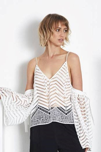 LAdies White Top - Bless'ed are the Meek -Empire Top