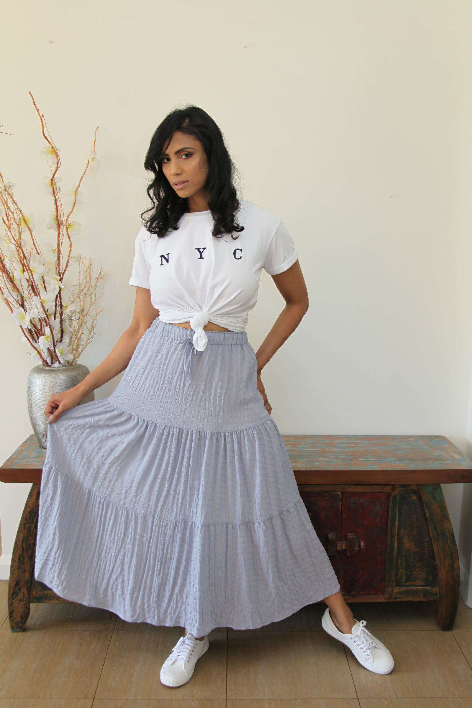 Ladies Maxi Skirt-Tasha Skirt-Blue