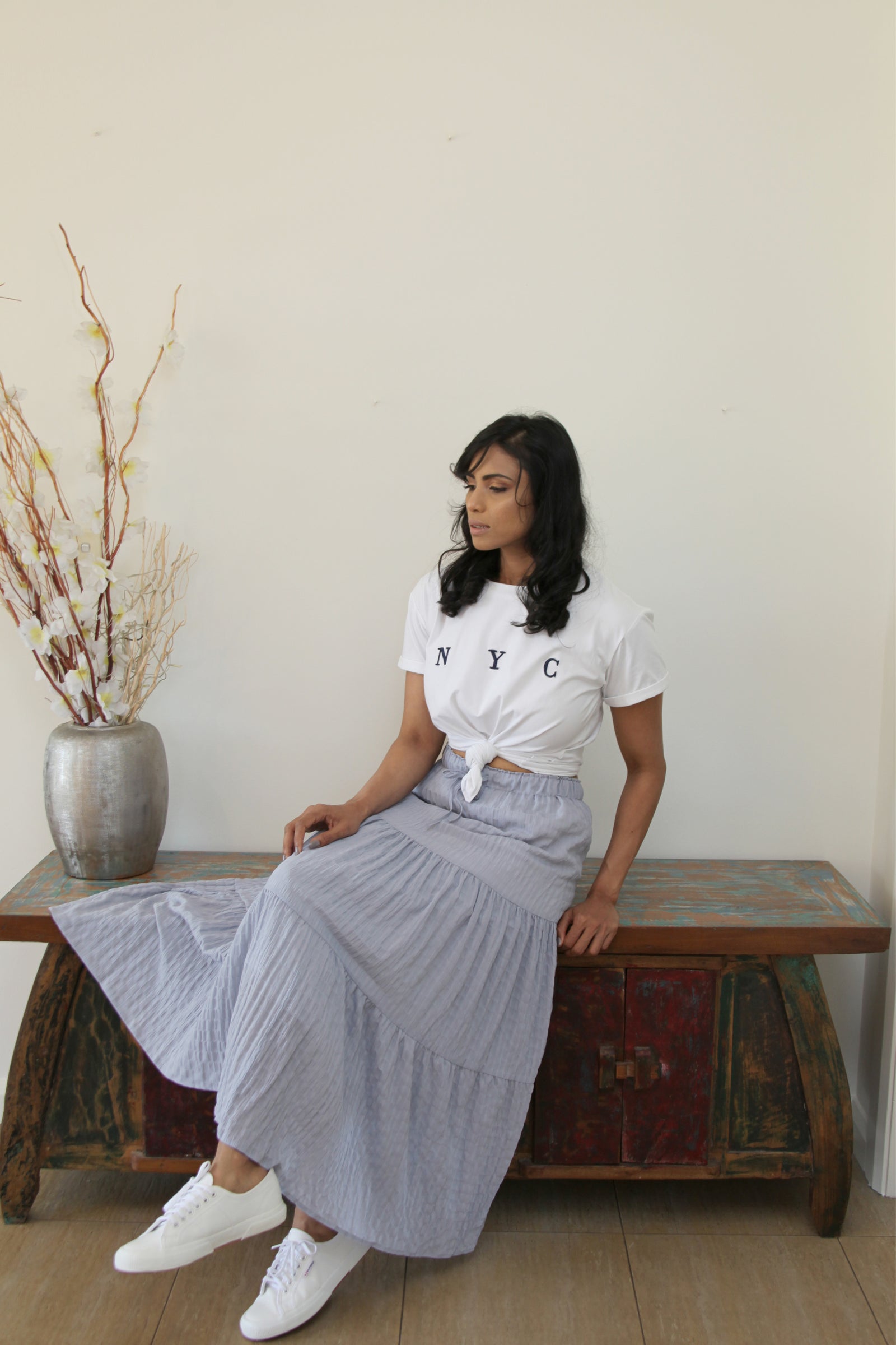 Ladies Maxi Skirt-Tasha Skirt-Blue