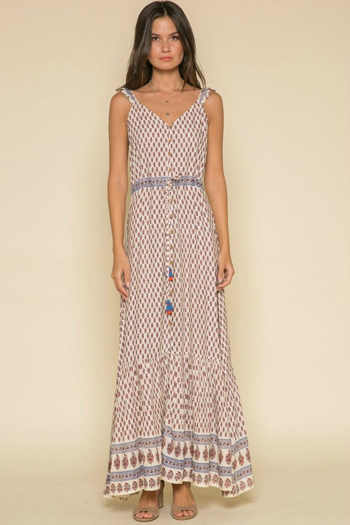 Printed Dress-Raga-Avah Ruffle Strap Maxi
