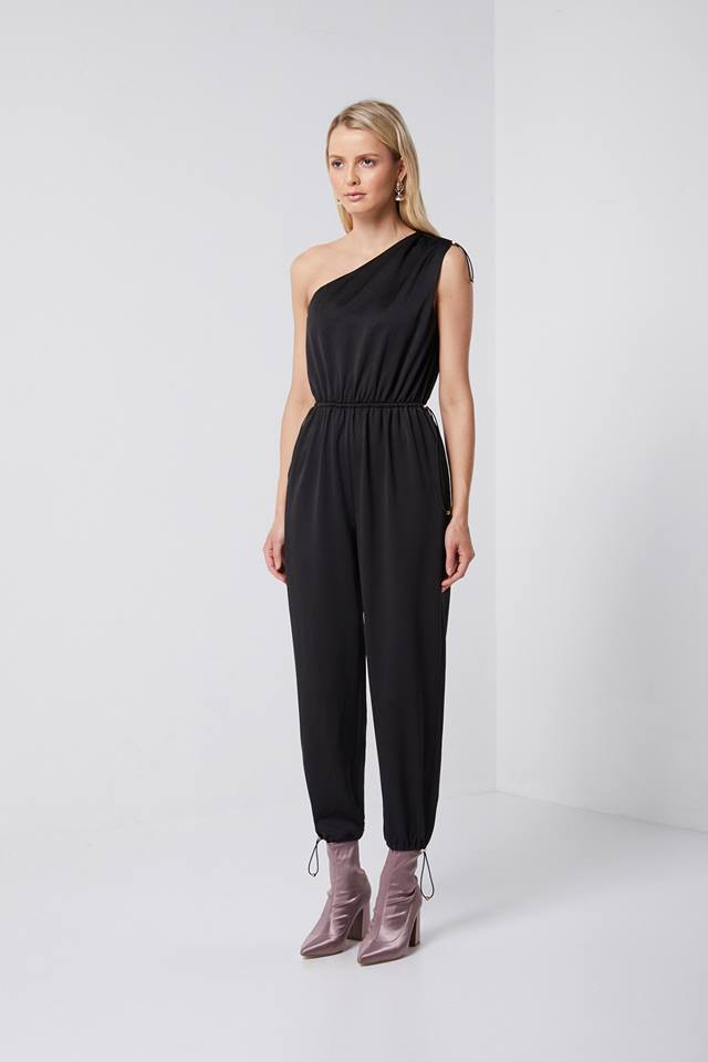 One Shoulder Black Jumpsuit-Elliatt-Backstage Jumpsuit