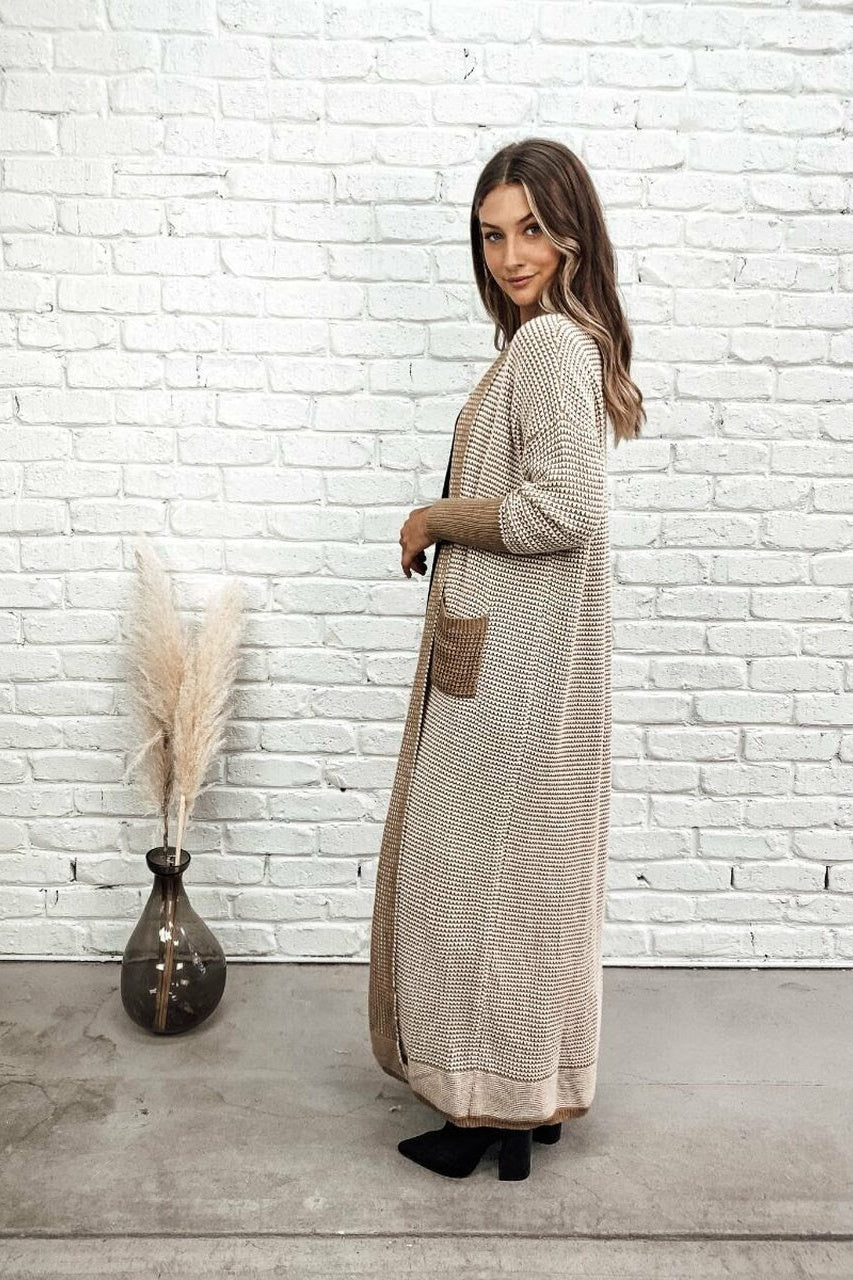 Bagira-Catacomb Cardigan Camel/White-Long Cardigan