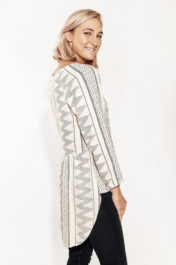 Long Black and white Top-Solito-Berber Blouse