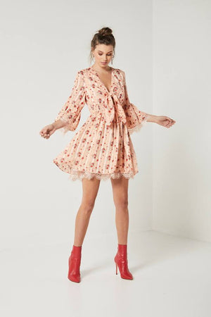 Ladies peach floral dress-Elliatt-Botanical Dress