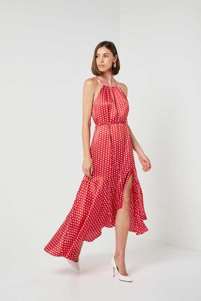 Red Satin Dress-Elliatt-Bronte Dress