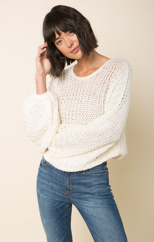 Warm White Knit-Raga-Candace Crochet Knit Sweater