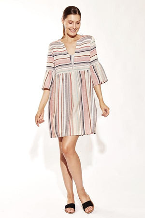 Striped A-line Cotton Dress-Solito-Casa Tunic