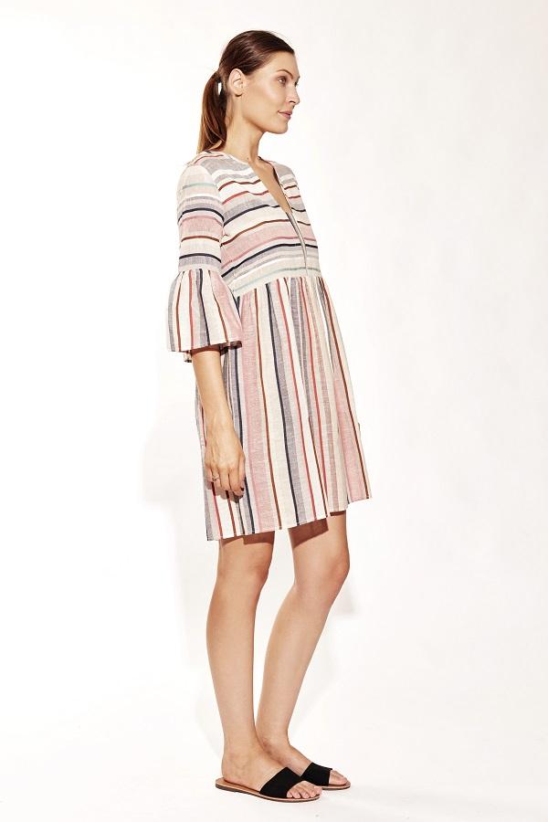 Striped A-line Cotton Dress-Solito-Casa Tunic
