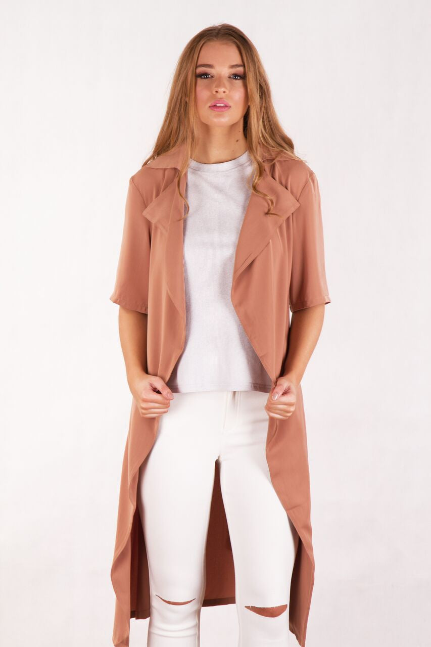 Ajoy Levora Bianca Waterfall Front Light Layering Coat